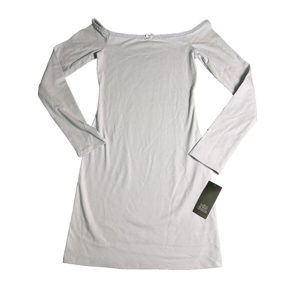 Wild Fable Off Shoulder Mini Dress Small Light Blue Bodycon Lace Soft Girl - Picture 2 of 7